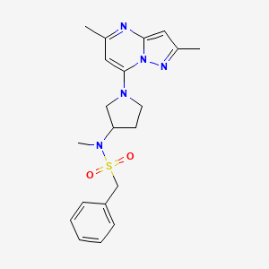 molecular formula C20H25N5O2S B6436310 N-(1-{2,5-dimethylpyrazolo[1,5-a]pyrimidin-7-yl}pyrrolidin-3-yl)-N-methyl-1-phenylmethanesulfonamide CAS No. 2549005-06-1