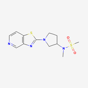 molecular formula C12H16N4O2S2 B6436313 N-methyl-N-(1-{[1,3]thiazolo[4,5-c]pyridin-2-yl}pyrrolidin-3-yl)methanesulfonamide CAS No. 2549023-17-6