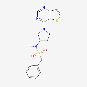 molecular formula C18H20N4O2S2 B6436319 N-methyl-1-phenyl-N-(1-{thieno[3,2-d]pyrimidin-4-yl}pyrrolidin-3-yl)methanesulfonamide CAS No. 2549003-01-0