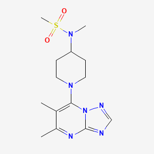molecular formula C14H22N6O2S B6436327 N-(1-{5,6-dimethyl-[1,2,4]triazolo[1,5-a]pyrimidin-7-yl}piperidin-4-yl)-N-methylmethanesulfonamide CAS No. 2548998-10-1