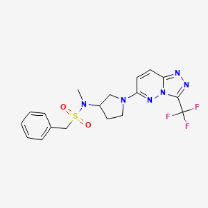 molecular formula C18H19F3N6O2S B6436342 N-methyl-1-phenyl-N-{1-[3-(trifluoromethyl)-[1,2,4]triazolo[4,3-b]pyridazin-6-yl]pyrrolidin-3-yl}methanesulfonamide CAS No. 2549036-87-3