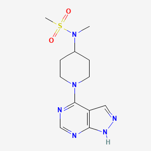 molecular formula C12H18N6O2S B6436354 N-methyl-N-(1-{1H-pyrazolo[3,4-d]pyrimidin-4-yl}piperidin-4-yl)methanesulfonamide CAS No. 2549020-60-0