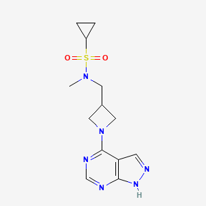 molecular formula C13H18N6O2S B6436372 N-methyl-N-[(1-{1H-pyrazolo[3,4-d]pyrimidin-4-yl}azetidin-3-yl)methyl]cyclopropanesulfonamide CAS No. 2548980-10-3