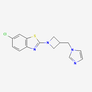 molecular formula C14H13ClN4S B6436457 6-chloro-2-{3-[(1H-imidazol-1-yl)methyl]azetidin-1-yl}-1,3-benzothiazole CAS No. 2549008-80-0