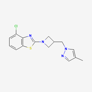 molecular formula C15H15ClN4S B6436474 4-chloro-2-{3-[(4-methyl-1H-pyrazol-1-yl)methyl]azetidin-1-yl}-1,3-benzothiazole CAS No. 2549056-77-9