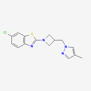molecular formula C15H15ClN4S B6436490 6-chloro-2-{3-[(4-methyl-1H-pyrazol-1-yl)methyl]azetidin-1-yl}-1,3-benzothiazole CAS No. 2549029-00-5