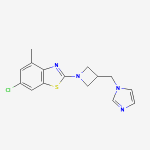 molecular formula C15H15ClN4S B6436534 6-chloro-2-{3-[(1H-imidazol-1-yl)methyl]azetidin-1-yl}-4-methyl-1,3-benzothiazole CAS No. 2548999-39-7
