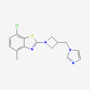 molecular formula C15H15ClN4S B6436538 7-chloro-2-{3-[(1H-imidazol-1-yl)methyl]azetidin-1-yl}-4-methyl-1,3-benzothiazole CAS No. 2549032-08-6