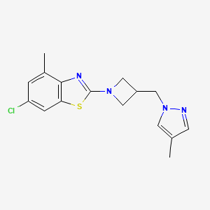 molecular formula C16H17ClN4S B6436557 6-chloro-4-methyl-2-{3-[(4-methyl-1H-pyrazol-1-yl)methyl]azetidin-1-yl}-1,3-benzothiazole CAS No. 2548996-58-1