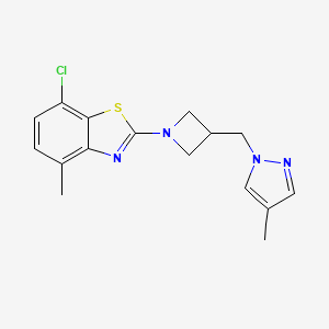 molecular formula C16H17ClN4S B6436563 7-chloro-4-methyl-2-{3-[(4-methyl-1H-pyrazol-1-yl)methyl]azetidin-1-yl}-1,3-benzothiazole CAS No. 2549017-52-7