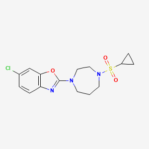 molecular formula C15H18ClN3O3S B6436642 6-chloro-2-[4-(cyclopropanesulfonyl)-1,4-diazepan-1-yl]-1,3-benzoxazole CAS No. 2549006-13-3