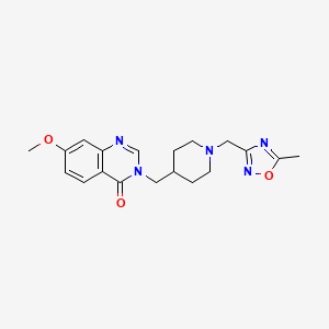 molecular formula C19H23N5O3 B6436662 7-methoxy-3-({1-[(5-methyl-1,2,4-oxadiazol-3-yl)methyl]piperidin-4-yl}methyl)-3,4-dihydroquinazolin-4-one CAS No. 2549052-42-6