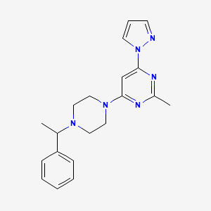 molecular formula C20H24N6 B6436676 2-methyl-4-[4-(1-phenylethyl)piperazin-1-yl]-6-(1H-pyrazol-1-yl)pyrimidine CAS No. 2549006-16-6