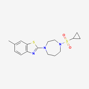 molecular formula C16H21N3O2S2 B6436682 2-[4-(cyclopropanesulfonyl)-1,4-diazepan-1-yl]-6-methyl-1,3-benzothiazole CAS No. 2549037-97-8