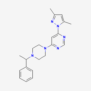molecular formula C21H26N6 B6436693 4-(3,5-dimethyl-1H-pyrazol-1-yl)-6-[4-(1-phenylethyl)piperazin-1-yl]pyrimidine CAS No. 2549040-57-3