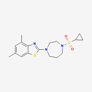 molecular formula C17H23N3O2S2 B6436810 2-[4-(cyclopropanesulfonyl)-1,4-diazepan-1-yl]-4,6-dimethyl-1,3-benzothiazole CAS No. 2549034-54-8