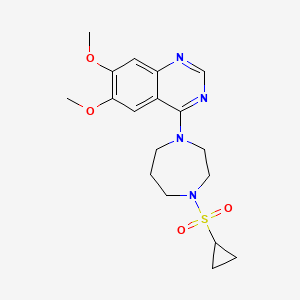 molecular formula C18H24N4O4S B6436867 4-[4-(cyclopropanesulfonyl)-1,4-diazepan-1-yl]-6,7-dimethoxyquinazoline CAS No. 2549031-66-3