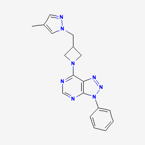 molecular formula C18H18N8 B6436901 4-methyl-1-[(1-{3-phenyl-3H-[1,2,3]triazolo[4,5-d]pyrimidin-7-yl}azetidin-3-yl)methyl]-1H-pyrazole CAS No. 2549040-40-4