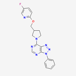 molecular formula C20H18FN7O B6436940 5-fluoro-2-[(1-{3-phenyl-3H-[1,2,3]triazolo[4,5-d]pyrimidin-7-yl}pyrrolidin-3-yl)methoxy]pyridine CAS No. 2549063-84-3