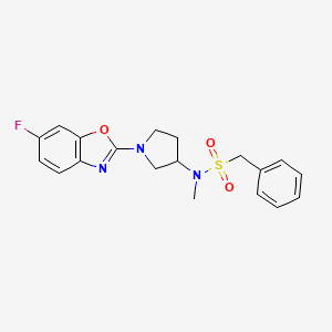 molecular formula C19H20FN3O3S B6437004 N-[1-(6-fluoro-1,3-benzoxazol-2-yl)pyrrolidin-3-yl]-N-methyl-1-phenylmethanesulfonamide CAS No. 2548983-60-2