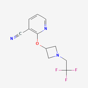 molecular formula C11H10F3N3O B6437061 2-{[1-(2,2,2-trifluoroethyl)azetidin-3-yl]oxy}pyridine-3-carbonitrile CAS No. 2549056-71-3