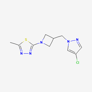 molecular formula C10H12ClN5S B6437285 2-{3-[(4-chloro-1H-pyrazol-1-yl)methyl]azetidin-1-yl}-5-methyl-1,3,4-thiadiazole CAS No. 2549018-62-2