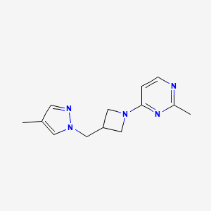 molecular formula C13H17N5 B6437290 2-methyl-4-{3-[(4-methyl-1H-pyrazol-1-yl)methyl]azetidin-1-yl}pyrimidine CAS No. 2548985-94-8