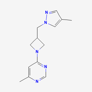 molecular formula C13H17N5 B6437293 4-methyl-6-{3-[(4-methyl-1H-pyrazol-1-yl)methyl]azetidin-1-yl}pyrimidine CAS No. 2549029-14-1