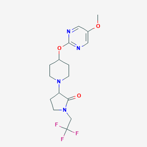 molecular formula C16H21F3N4O3 B6437338 3-{4-[(5-methoxypyrimidin-2-yl)oxy]piperidin-1-yl}-1-(2,2,2-trifluoroethyl)pyrrolidin-2-one CAS No. 2548975-04-6