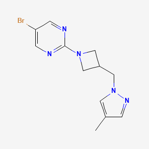 molecular formula C12H14BrN5 B6437358 5-bromo-2-{3-[(4-methyl-1H-pyrazol-1-yl)methyl]azetidin-1-yl}pyrimidine CAS No. 2549032-75-7
