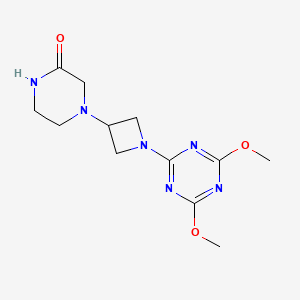 molecular formula C12H18N6O3 B6437376 4-[1-(4,6-dimethoxy-1,3,5-triazin-2-yl)azetidin-3-yl]piperazin-2-one CAS No. 2548979-18-4