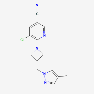 molecular formula C14H14ClN5 B6437473 5-chloro-6-{3-[(4-methyl-1H-pyrazol-1-yl)methyl]azetidin-1-yl}pyridine-3-carbonitrile CAS No. 2549013-18-3