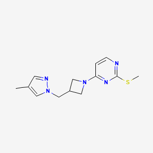 molecular formula C13H17N5S B6437506 4-{3-[(4-methyl-1H-pyrazol-1-yl)methyl]azetidin-1-yl}-2-(methylsulfanyl)pyrimidine CAS No. 2549013-28-5