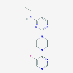 molecular formula C14H18FN7 B6437535 N-ethyl-2-[4-(5-fluoropyrimidin-4-yl)piperazin-1-yl]pyrimidin-4-amine CAS No. 2549013-33-2