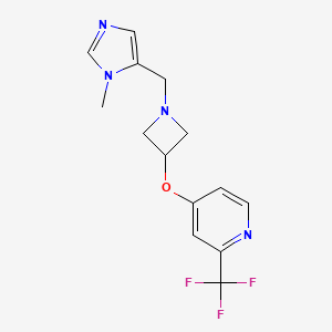 molecular formula C14H15F3N4O B6437546 4-({1-[(1-methyl-1H-imidazol-5-yl)methyl]azetidin-3-yl}oxy)-2-(trifluoromethyl)pyridine CAS No. 2549033-41-0