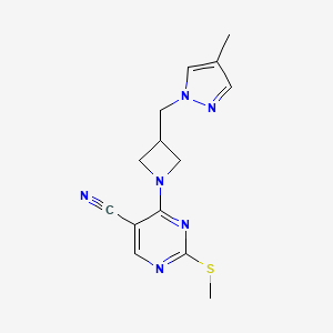 molecular formula C14H16N6S B6437554 4-{3-[(4-methyl-1H-pyrazol-1-yl)methyl]azetidin-1-yl}-2-(methylsulfanyl)pyrimidine-5-carbonitrile CAS No. 2549052-15-3