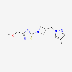 molecular formula C12H17N5OS B6437588 3-(methoxymethyl)-5-{3-[(4-methyl-1H-pyrazol-1-yl)methyl]azetidin-1-yl}-1,2,4-thiadiazole CAS No. 2549013-63-8