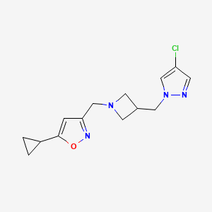 molecular formula C14H17ClN4O B6437600 3-({3-[(4-chloro-1H-pyrazol-1-yl)methyl]azetidin-1-yl}methyl)-5-cyclopropyl-1,2-oxazole CAS No. 2549034-17-3