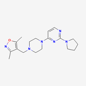 molecular formula C18H26N6O B6437601 4-{4-[(3,5-dimethyl-1,2-oxazol-4-yl)methyl]piperazin-1-yl}-2-(pyrrolidin-1-yl)pyrimidine CAS No. 2372227-36-4