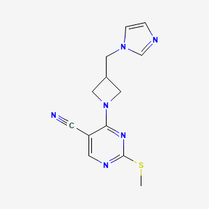molecular formula C13H14N6S B6437629 4-{3-[(1H-imidazol-1-yl)methyl]azetidin-1-yl}-2-(methylsulfanyl)pyrimidine-5-carbonitrile CAS No. 2548992-27-2