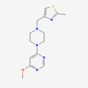 molecular formula C14H19N5OS B6437698 4-methoxy-6-{4-[(2-methyl-1,3-thiazol-4-yl)methyl]piperazin-1-yl}pyrimidine CAS No. 2422368-45-2