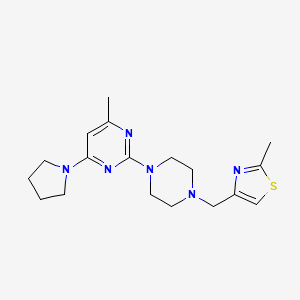 molecular formula C18H26N6S B6437714 4-methyl-2-{4-[(2-methyl-1,3-thiazol-4-yl)methyl]piperazin-1-yl}-6-(pyrrolidin-1-yl)pyrimidine CAS No. 2549013-56-9