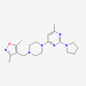 molecular formula C19H28N6O B6437732 4-{4-[(3,5-dimethyl-1,2-oxazol-4-yl)methyl]piperazin-1-yl}-6-methyl-2-(pyrrolidin-1-yl)pyrimidine CAS No. 2549048-89-5