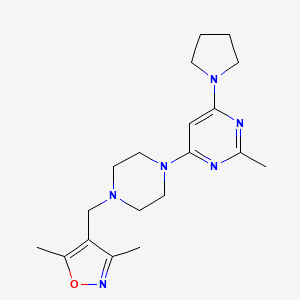 molecular formula C19H28N6O B6437733 4-{4-[(3,5-dimethyl-1,2-oxazol-4-yl)methyl]piperazin-1-yl}-2-methyl-6-(pyrrolidin-1-yl)pyrimidine CAS No. 2548997-36-8