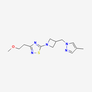 molecular formula C13H19N5OS B6437753 3-(2-methoxyethyl)-5-{3-[(4-methyl-1H-pyrazol-1-yl)methyl]azetidin-1-yl}-1,2,4-thiadiazole CAS No. 2549049-09-2