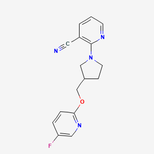 molecular formula C16H15FN4O B6437764 2-(3-{[(5-fluoropyridin-2-yl)oxy]methyl}pyrrolidin-1-yl)pyridine-3-carbonitrile CAS No. 2549010-66-2