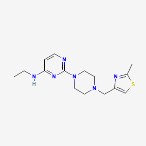 molecular formula C15H22N6S B6437768 N-ethyl-2-{4-[(2-methyl-1,3-thiazol-4-yl)methyl]piperazin-1-yl}pyrimidin-4-amine CAS No. 2548996-89-8