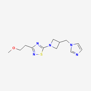 molecular formula C12H17N5OS B6437787 5-{3-[(1H-imidazol-1-yl)methyl]azetidin-1-yl}-3-(2-methoxyethyl)-1,2,4-thiadiazole CAS No. 2549063-40-1