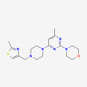 molecular formula C18H26N6OS B6437833 4-(4-methyl-6-{4-[(2-methyl-1,3-thiazol-4-yl)methyl]piperazin-1-yl}pyrimidin-2-yl)morpholine CAS No. 2549044-08-6