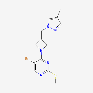 molecular formula C13H16BrN5S B6437868 5-bromo-4-{3-[(4-methyl-1H-pyrazol-1-yl)methyl]azetidin-1-yl}-2-(methylsulfanyl)pyrimidine CAS No. 2548989-47-3